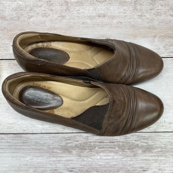 Earth Brown Pleated Leather Daytripper Bark Comfort Slip On Pumps Size 7.5B - Picture 13 of 14